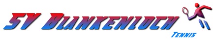 Tennis Logo mit waagerechtem Schriftzug und stilisierter Figur