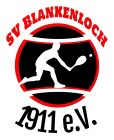 kreisförmiges Tennis Logo mit Schriftzug und stilisierter Figur